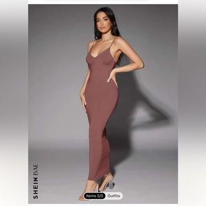 SOLD OUT ONLINE Rose/ mauve bodycon maxi dress